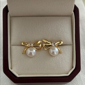 Elegant Gold Earrings and Pearl Earrings